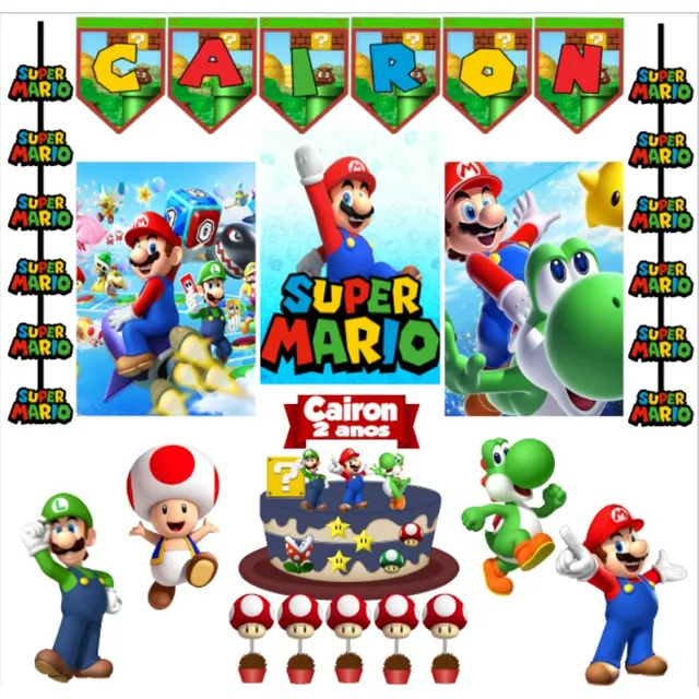 Kit Decoração Festa Em Casa Tema Super Mário