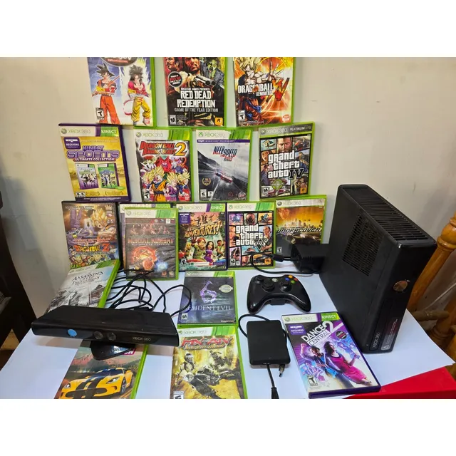 Consola Xbox 360 S + Kinect + Control + Disco + 18 Juegos