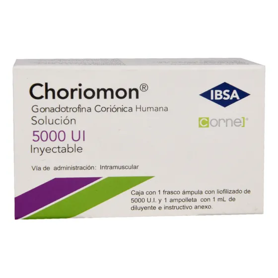Choriomon Solución 5000 Ui, 1 Frasco Ámpula+ 1 Ampolleta 1 Ml Diluyente