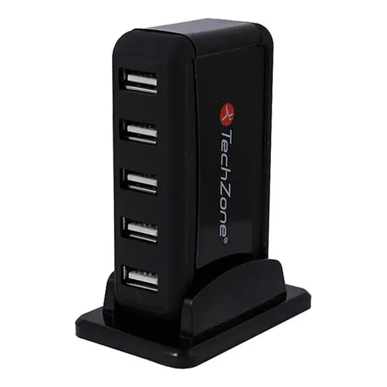 Hub Usb 7 Puertos 2.0 Con Fuente De Poder Techzone Tz17hub01
