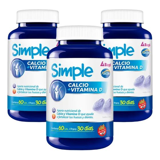 Pack Simple Bagó Vitacal Calcio 180 Pastillas + Vitamina D