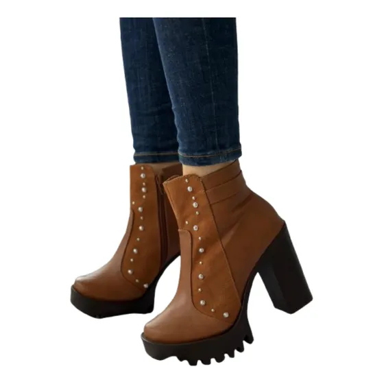 Botín Hermoso Para Dama Con Perlitas