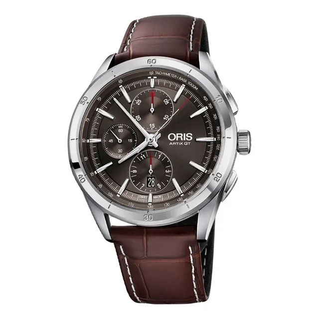 Reloj pulsera Oris 01 774 7750 4153-07 8 22 87 con correa de piel color café color café - bisel plateado
