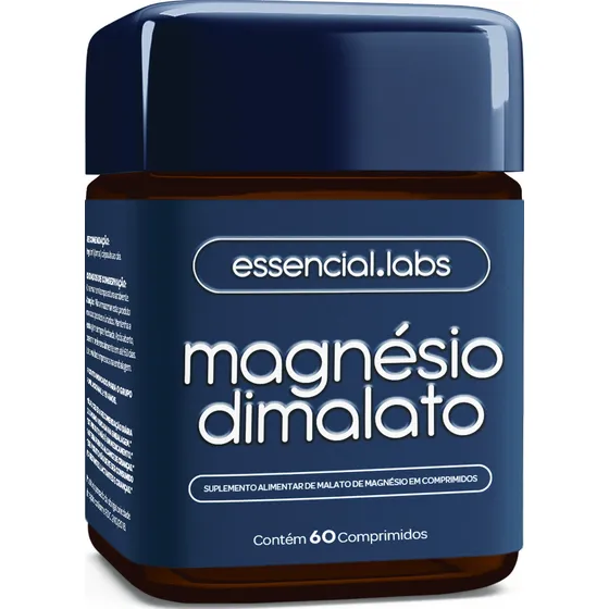 MAGNÉSIO DIMALATO - Fórmula 100% Pura com Máxima Absorção e Concentração - 60 Comprimidos