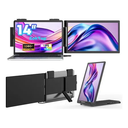 Monitor Portátil ZokTop 14" Full HD IPS com USB-C e HDMI para Notebook Gamer