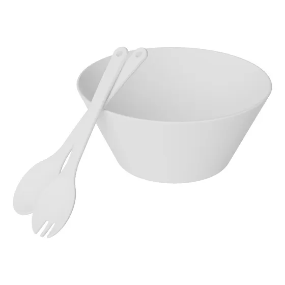 Bowl Fuente Sustentable Ø25cm Con 2 Utensilios Tromsø Kawi® Color Blanco nórdico
