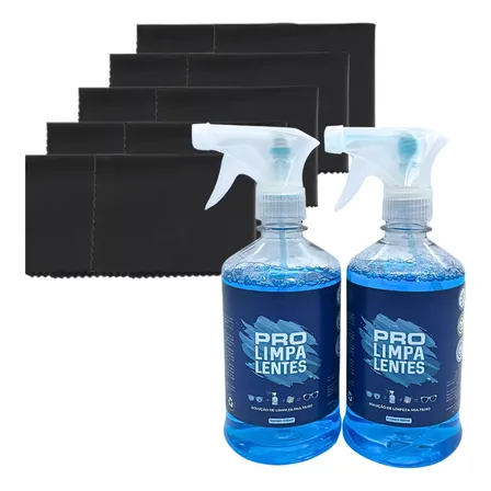 Kit 2 Limpa Lentes Telas 500ml + 20 Flanela Microfibra Brind