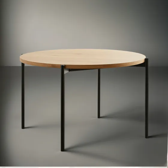 Mesa Portland 120 Cm Tapa Ench Madera De Haya Y Patas Hierro