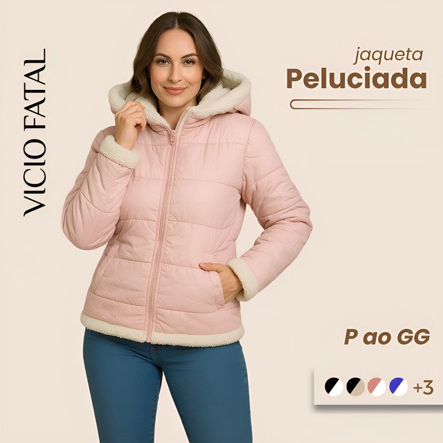 Jaqueta Feminina Puffer Peluciada Bobojaco Nylon Impermeável Jaqueta Feminina Puffer Peluciada Bobojaco Nylon Impermeável