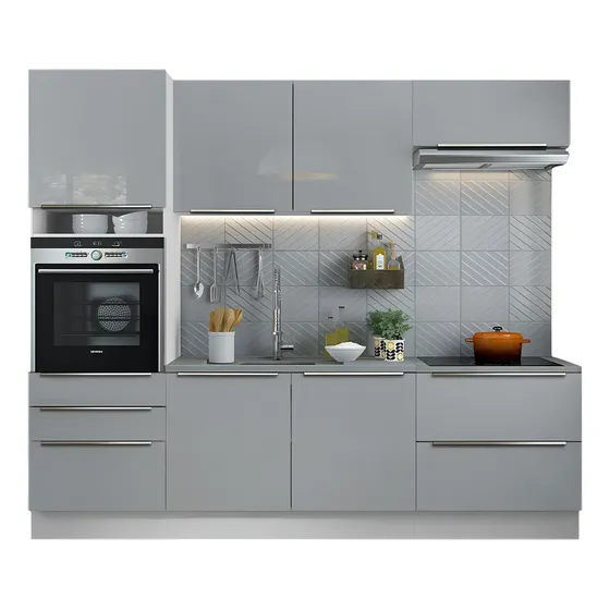 Cocina Integral Completa Modular Madesa Lux 260cm Color Blanco/Gris 01