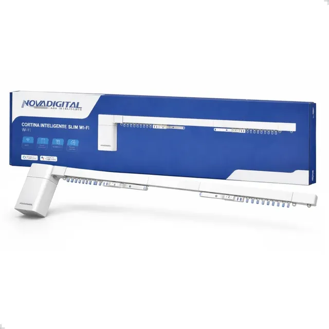 Cortina Inteligente Wifi Novadigital Automação Slim Google Branco 127/220v