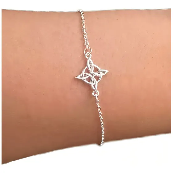 Pulsera Nudo De Brujas Plata Fina Amuleto Protector Mujer