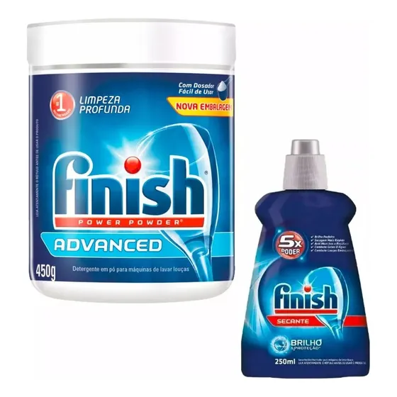 Kit Finish Detergente Máquinas Lavar Louças Em Pó + Secante