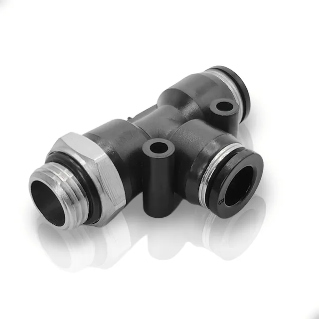 Kit C/ 5 Conector Pneumático T Tubo 8mm Rosca Lateral 1/4