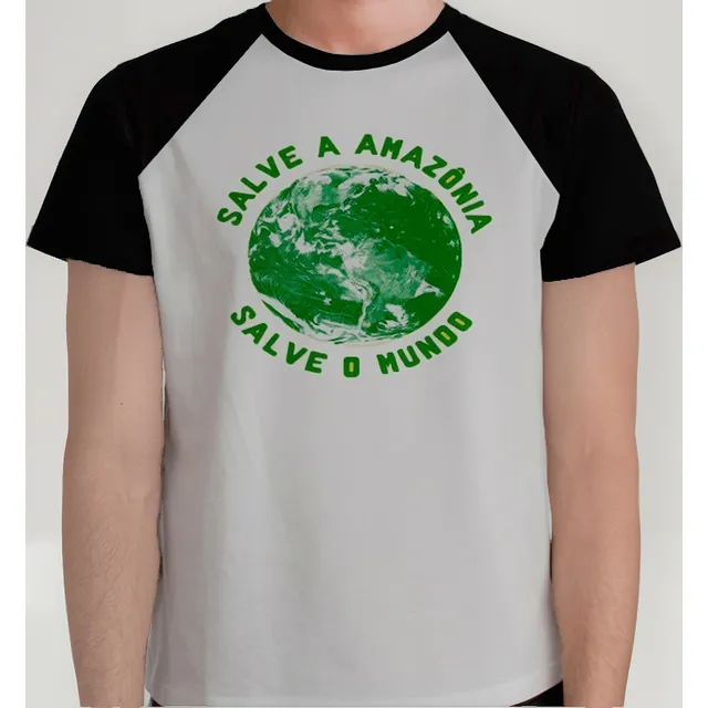 Camiseta Raglan Protesto Camisa Blusa Salve Amazonia Salve O Mundo 