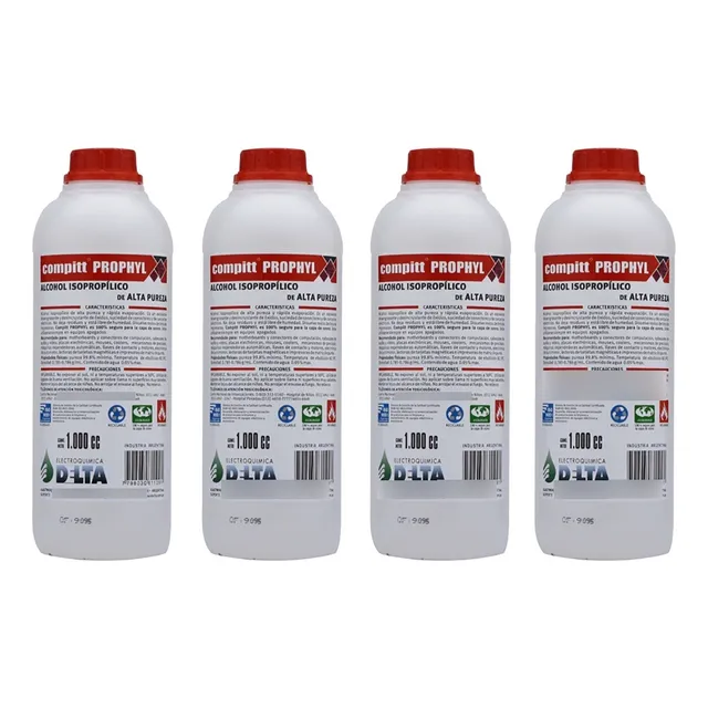 Alcohol Isopropilico Delta 1 Litro Alta Pureza X4 Unidades