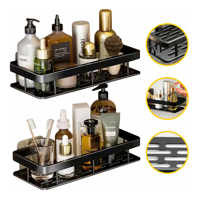 Kit 2 Suporte Porta Shampoo Sabonete Banheiro Adesivo Parede Kit 2 Suporte Porta Shampoo Sabonete Banheiro Adesivo Parede