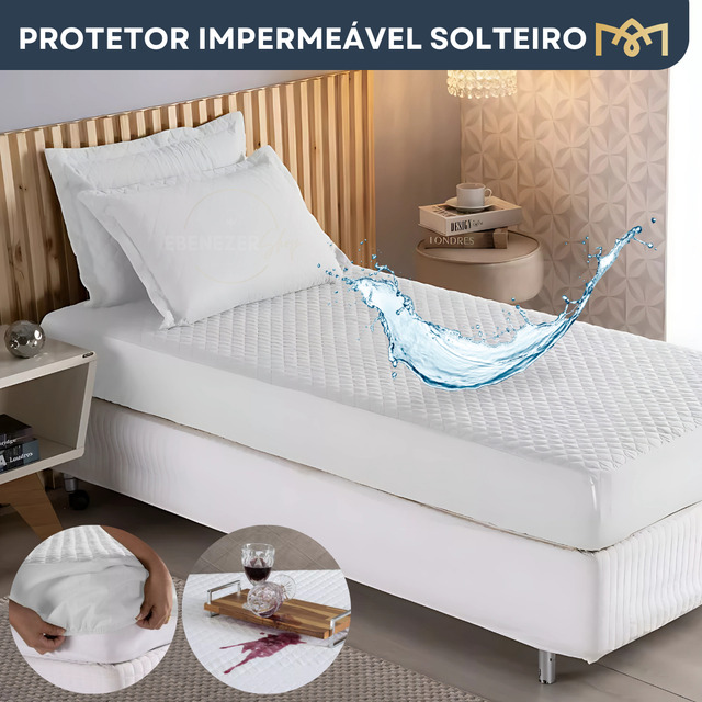 Capa Colchão Protetor Impermeável Matelado Solteiro Antialérgica Antixixi Branco Capa Colchão Protetor Impermeável Matelado Solteiro Antialérgica Antixixi Branco