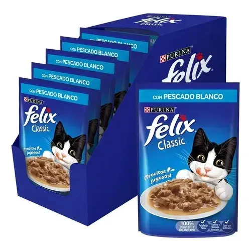 Pack X15 Sobres De Alimento Húmedo Gato Pescado Felix