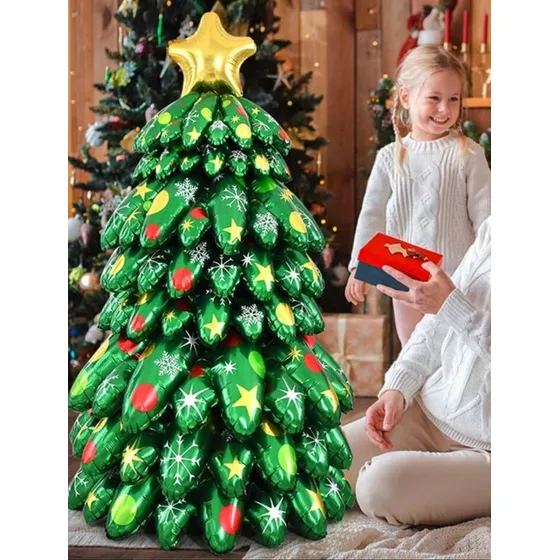 Arbol De Navidad Globo Inflable 4d Navideño Set 9 Pzas