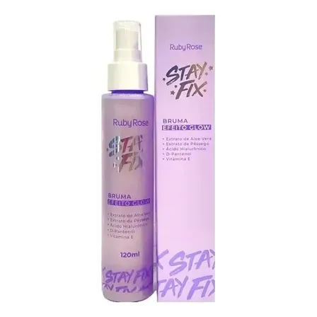 Bruma Facial Fixadora Efeito Glow Fixa e Hidrata a Maquiagem Stay Fix Ruby Rose 120ml