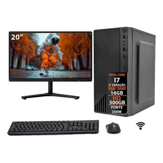 Computador Intel I7 16gb Hd 500gb 350w Monitor 20