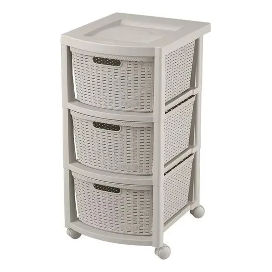 Cajonera Organizador Gavetero 3 Niveles Símil Ratan Rimax Color Taupe