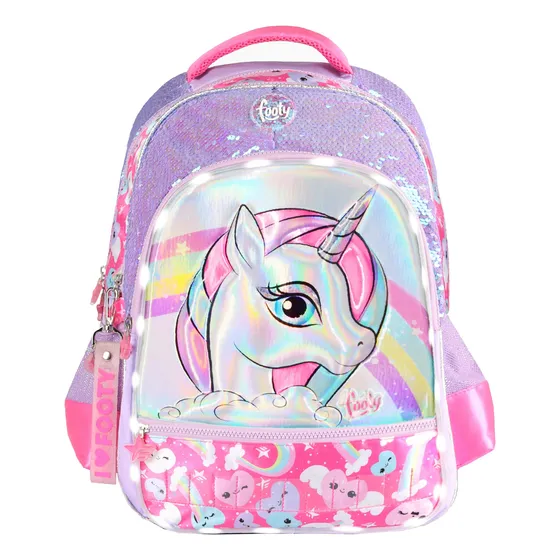 Mochila Footy Espalda 18  Unicornio Con Luz Led