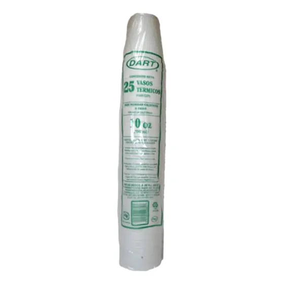 Vaso D Unicel #10oz(296ml) Caja C/500pzs 20pq.25pz Térmico