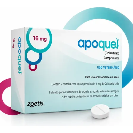 Apoquel Zoetis 16mg Comprimidos Anti Coceira Para Cães 20 Un Verde-claro