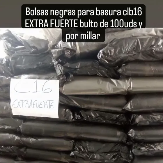 Bolsas Negras Clb16 Extra Fuerte Bulto De 100uds