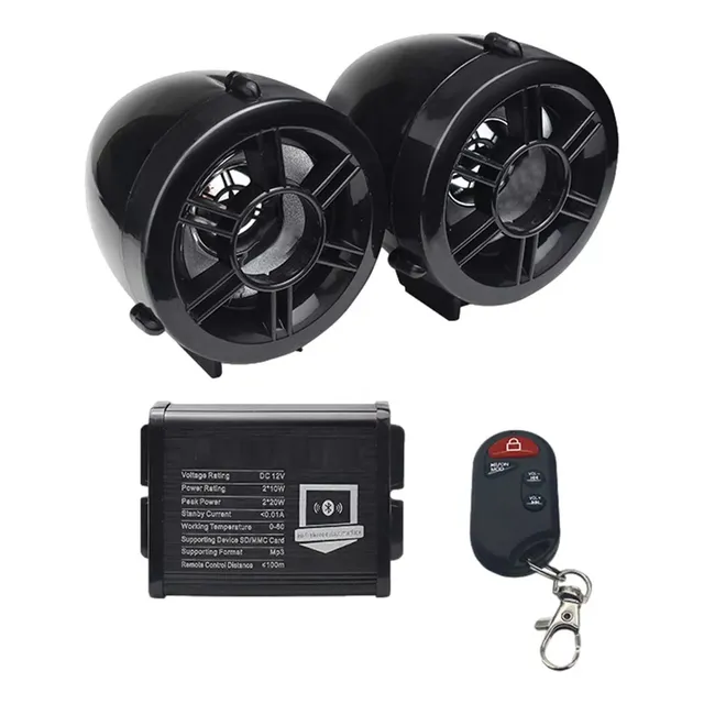 Cornetas Altavoces Con Alarma Y Bluetooth Para Moto Mp3 12v