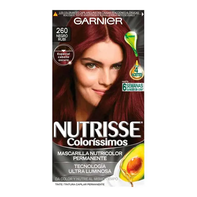 Tinte de Cabello Garnier Nutrisse Coloríssimos 260 Negro Rubi