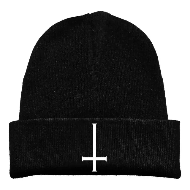 Gorro Lana Cruz Invertida Rock Metal  Estampado