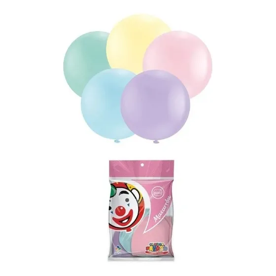 5 Globos Gigantes Esféricos Macarron Numero 24 Payaso
