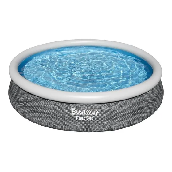 Pileta inflable redonda Bestway Fast Set 57443 de 3.66m x 76cm 5377L gris caja
