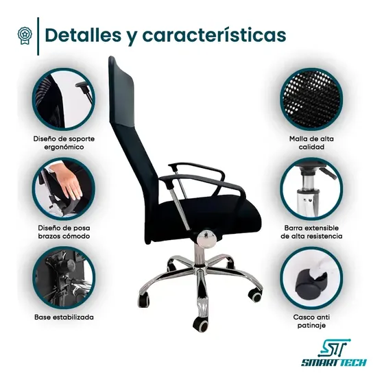 Silla Escritorio Oficina Ejecutivo Computadora Sillon !! Negro Cuero Sintético/mesh