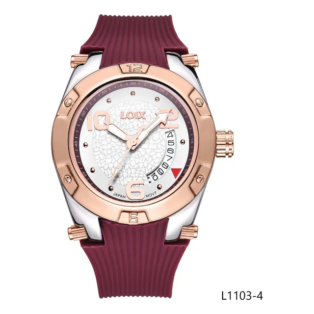 Reloj Mujer Loix® L1103-4 Vinotinto Con Tablero Blanco