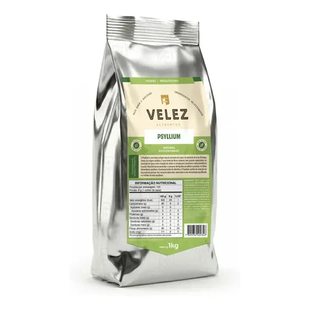 Psyllium Velez 1 Kg Puro Suplemento Rico Em Fibras 100% Natural Sabor Neutro