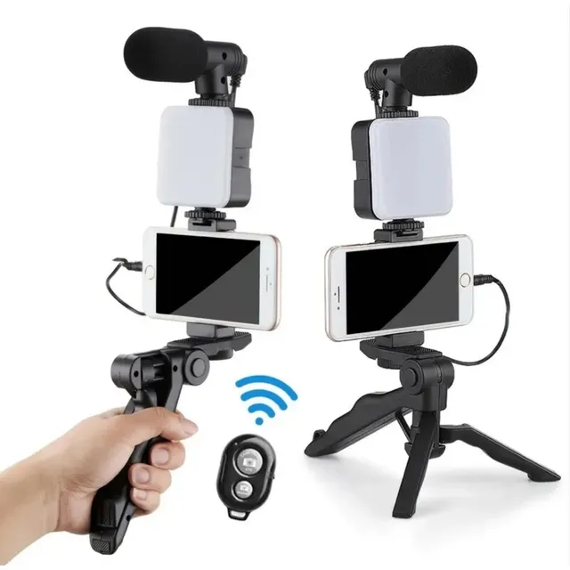 Kit De Grabacion Para Telefono, Trípode, Micrófono Y Luz Led