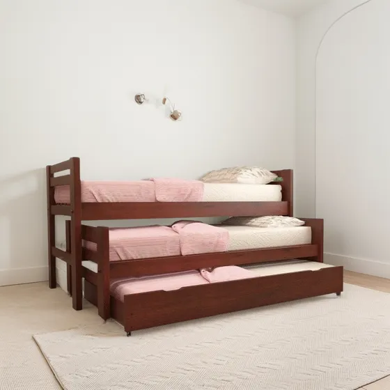 Cama Nido Triple Con Marinera Madera Maciza Pintada + Envio!