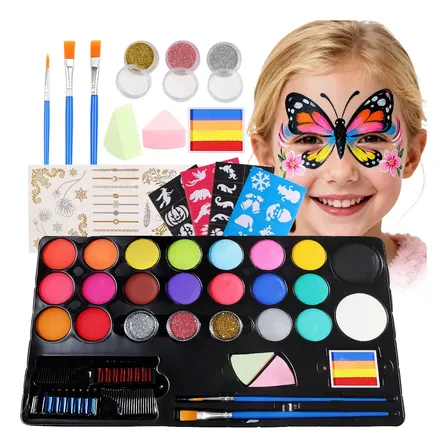 Kit De Pintura Facial Maquillaje Corporal Base Agua 20 Color
