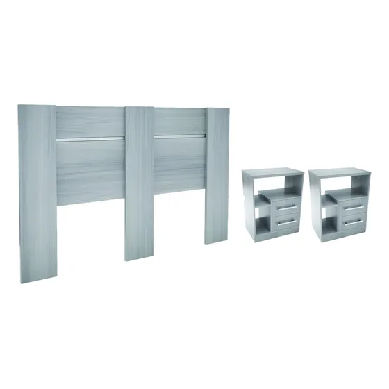 Combo Respaldo Sommier King Size + 2 Mesas De Luz Premium