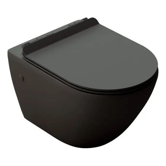 Cas Wc Sanitario Poceta Negro Clio Mate Suspendido A Pared 