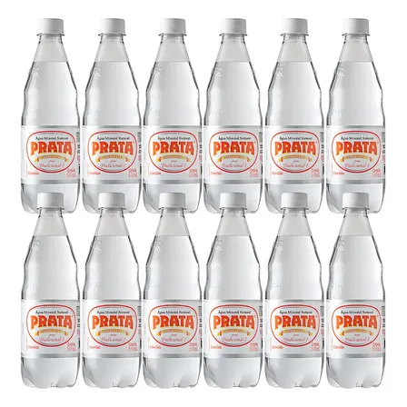 Água Mineral Com Gás Prata Garrafa 510ml Pack C/12 Un