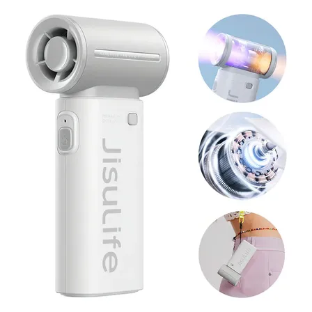 Jisulife Mini Ventilador De Mão Portátil Usb Recarregável 5000mah 5 Velocidades Cinza