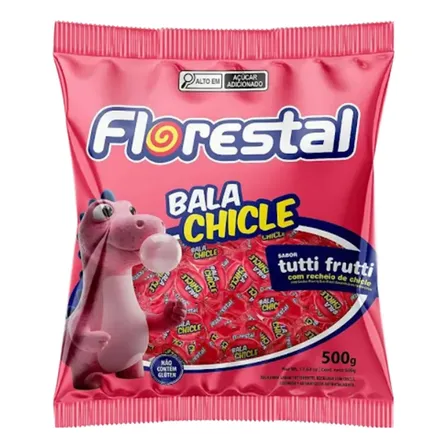 Bala Chicle Tutti Frutti Chiclete Florestal 500g
