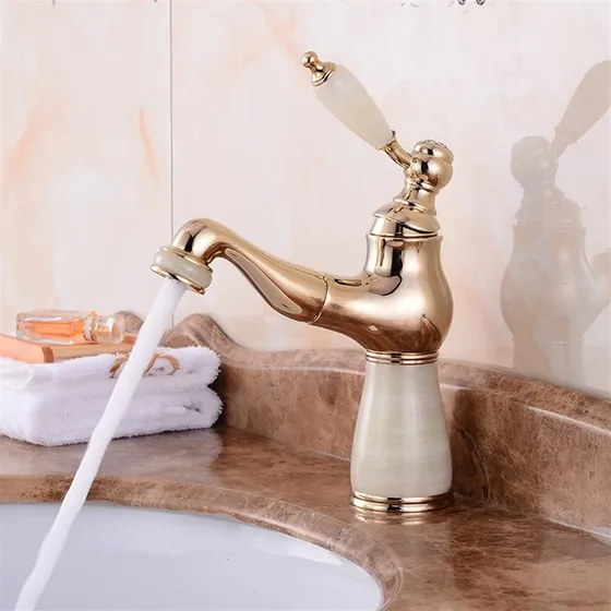 Omoons Grifo Mezclador Lavabo 2 Baño Jade Cobre Fregadero