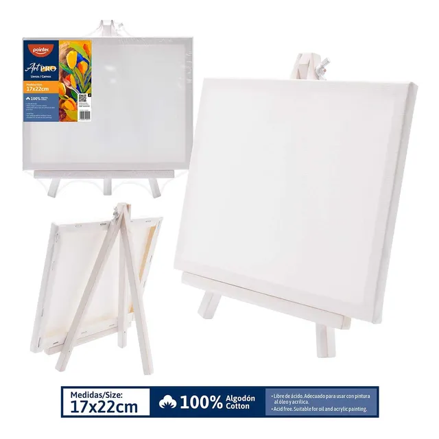 Mini Lienzo Blanco Con Caballete 17x22 Cm Pointer