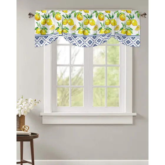 Cenefa Amarre Para Ventana Cocina Verano Limon Amarillo 42 X